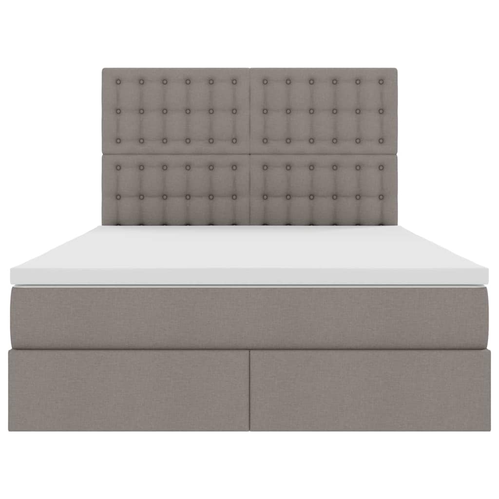 vidaXL LED Κρεβάτι αποθήκευσης με στρώμα Taupe 140 x 200 cm Ύφασμα