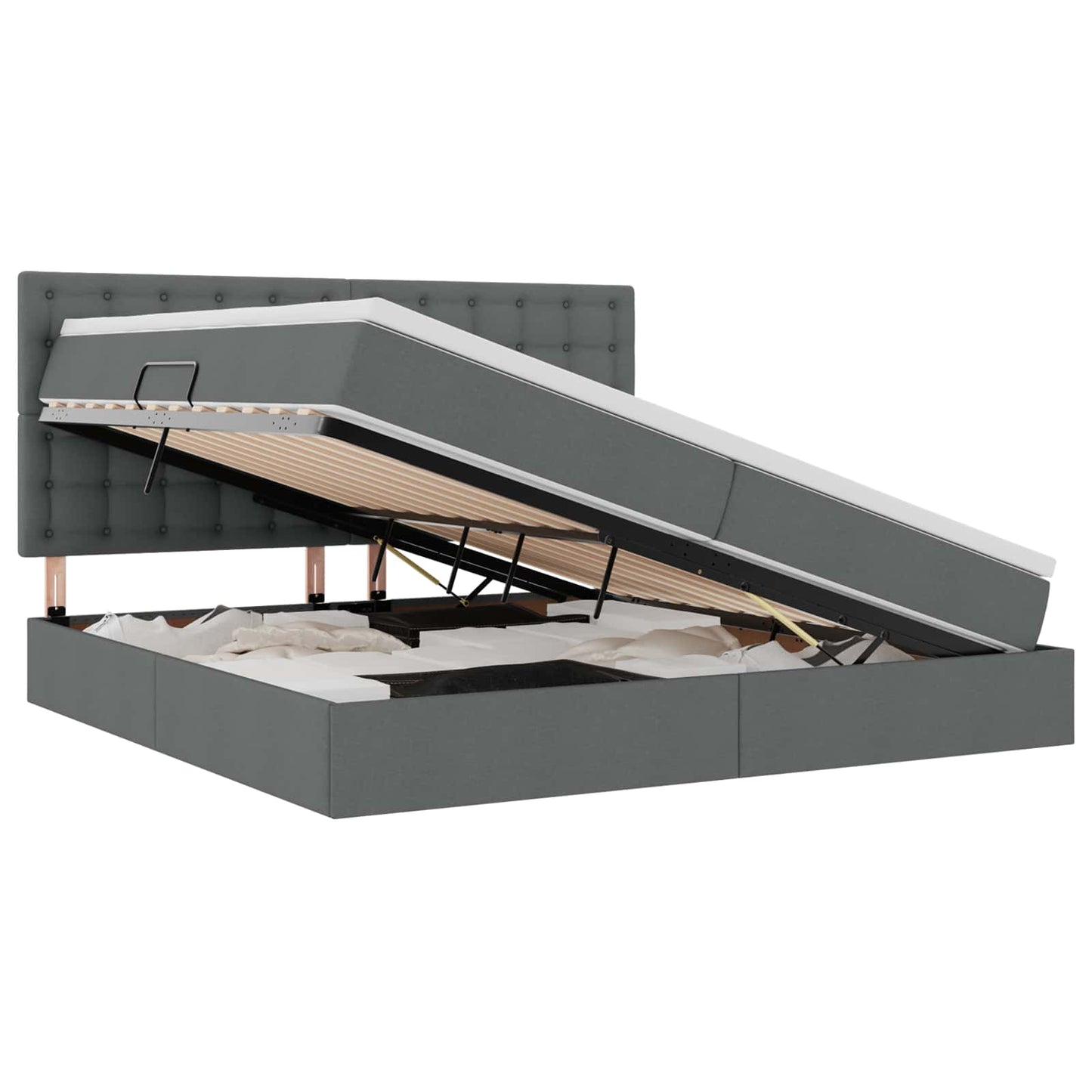 vidaXL Κρεβάτι με αποθηκευτικό χώρο και LED Σκούρο Γκρι 200 x 200 cm