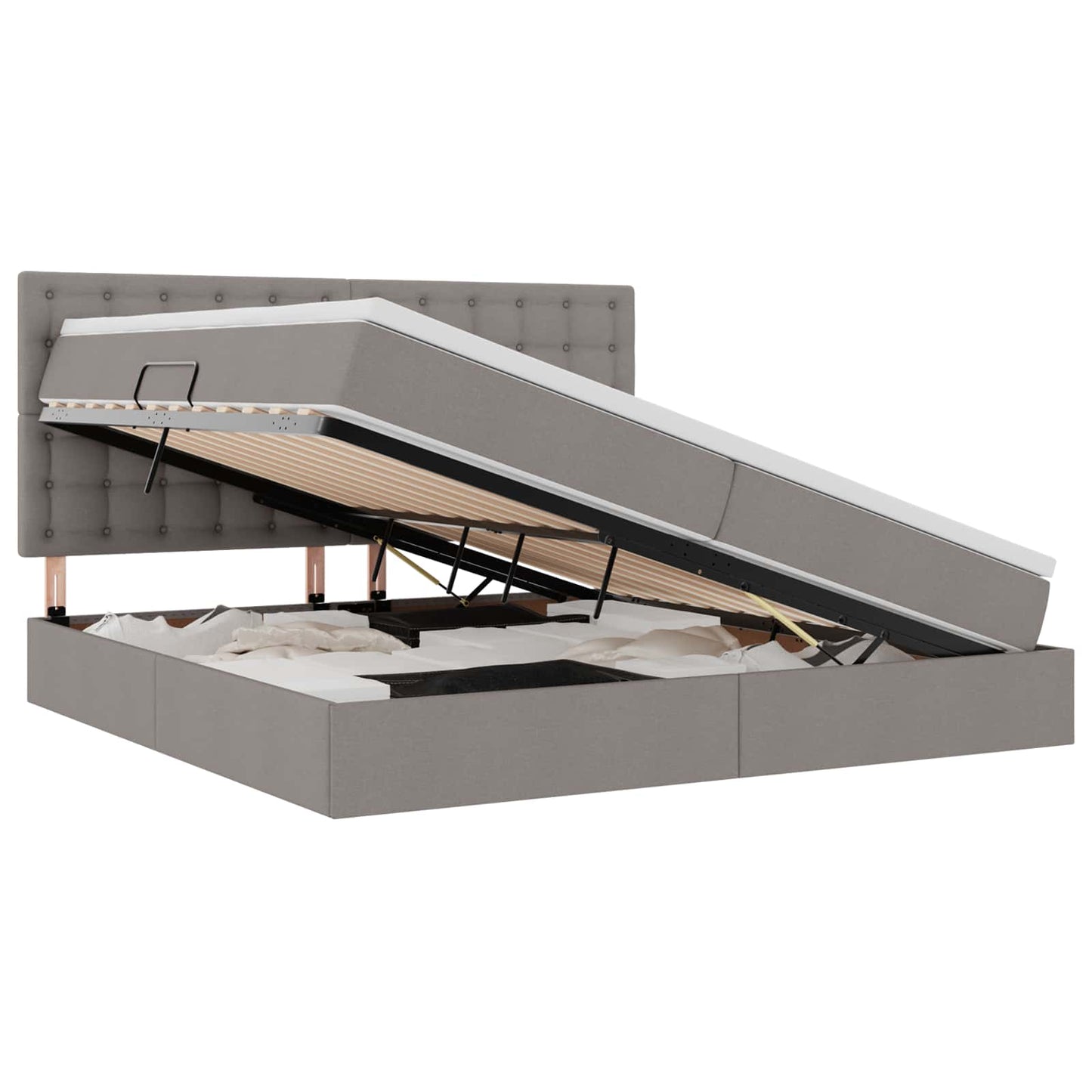 vidaXL Κρεβάτι με αποθηκευτικό χώρο και LED με led Taupe 200 x 200 cm
