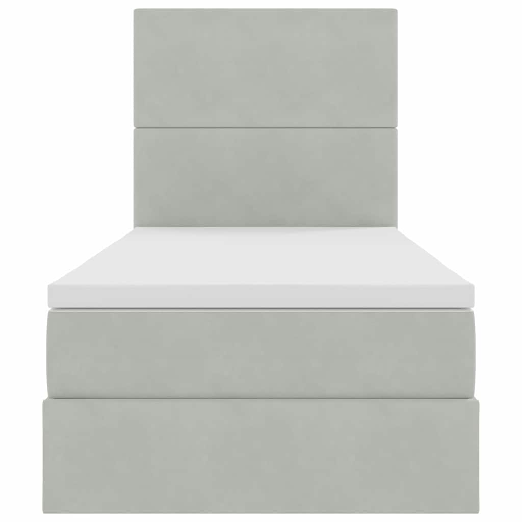 vidaXL Κρεβάτι με αποθηκευτικό χώρο και LED Ανοιχτό γκρι 90 x 200 cm