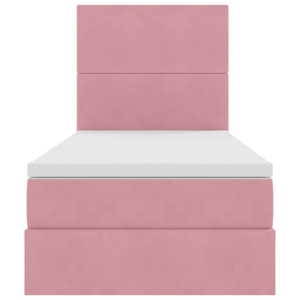 vidaXL Κρεβάτι με αποθηκευτικό χώρο και LED Ροζ 100 x 200 cm Βελούδο