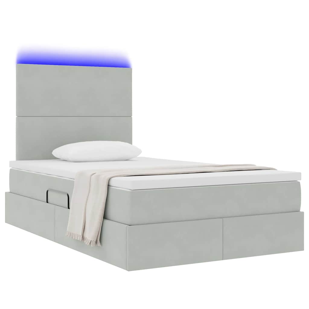 vidaXL Κρεβάτι με αποθηκευτικό χώρο και LED Ανοιχτό γκρι 120 x 190 cm