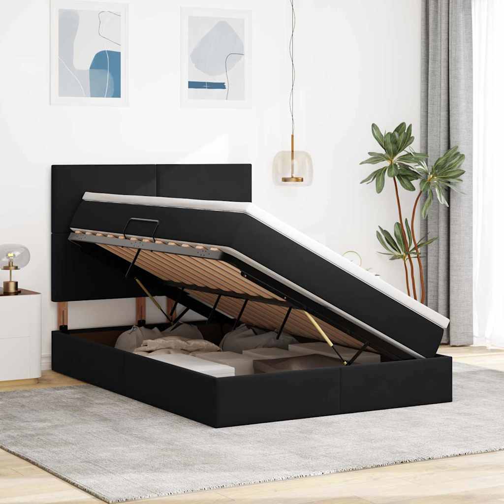 vidaXL Κρεβάτι με αποθηκευτικό χώρο και LED Μαύρο 140 x 190 cm Βελούδο