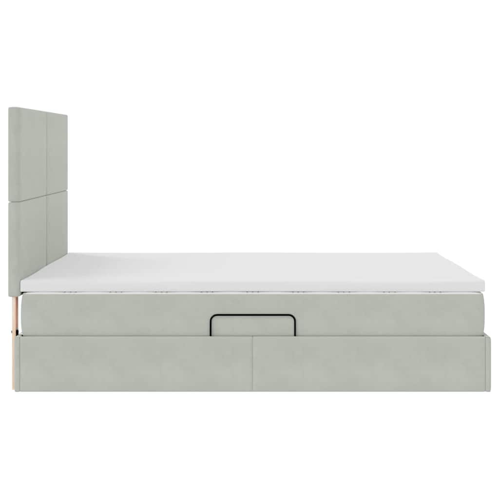 vidaXL Κρεβάτι με αποθηκευτικό χώρο και LED Ανοιχτό γκρι 140 x 200 cm