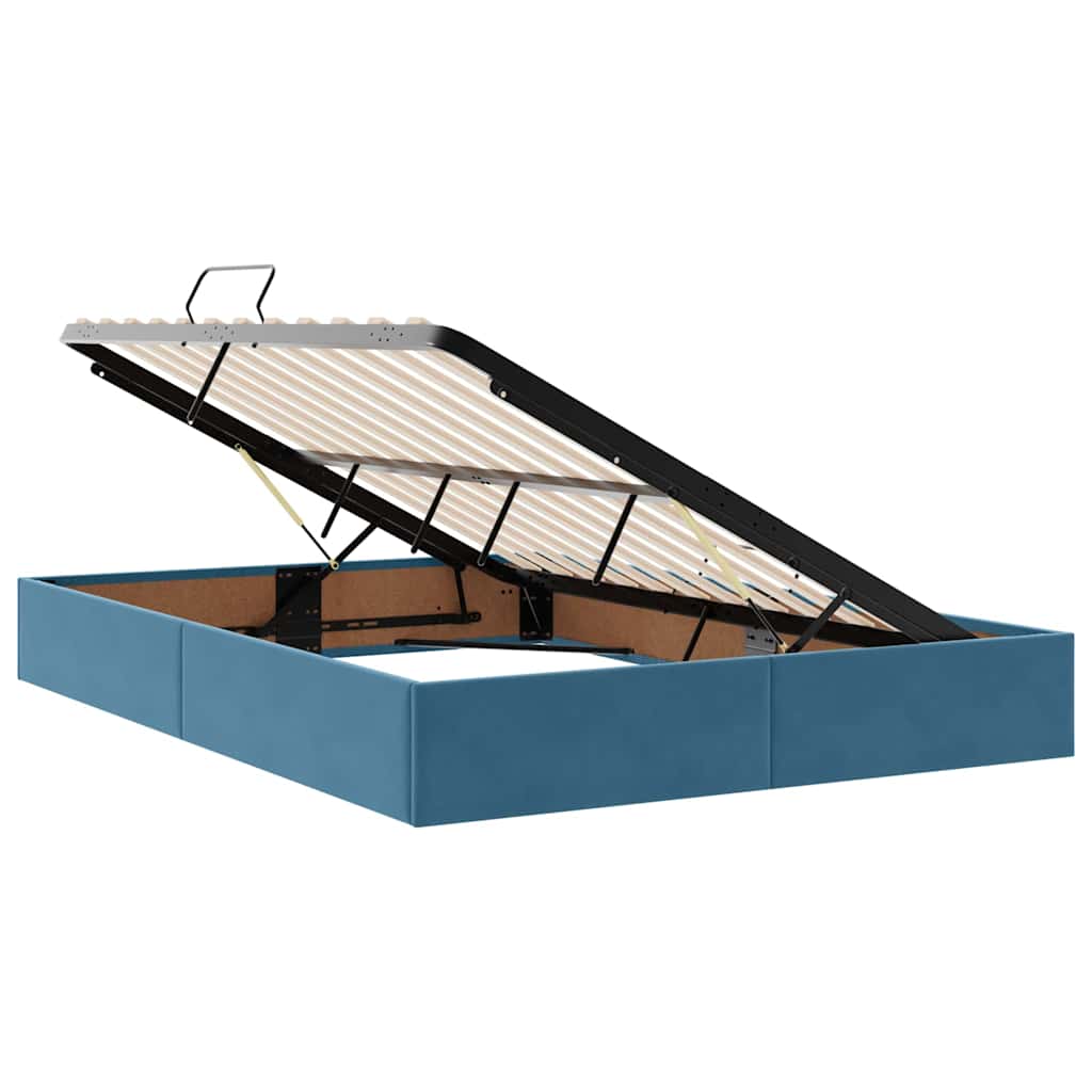 vidaXL Κρεβάτι με αποθηκευτικό χώρο και LED Σκούρο Μπλε 140 x 200 cm
