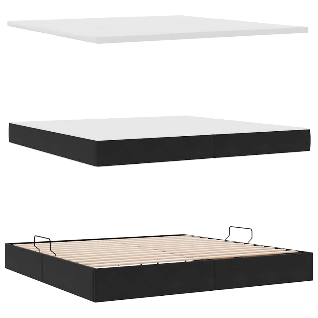 vidaXL Κρεβάτι με αποθηκευτικό χώρο και LED Μαύρο 200 x 200 cm Βελούδο