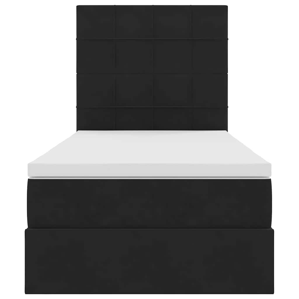 vidaXL Κρεβάτι με αποθηκευτικό χώρο και LED Μαύρο 90 x 200 cm Βελούδο