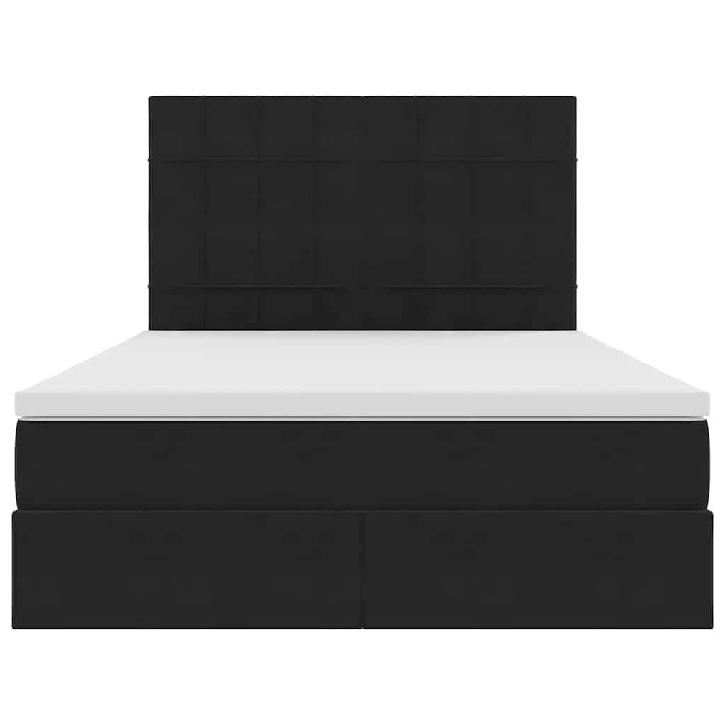 vidaXL Κρεβάτι με αποθηκευτικό χώρο και LED Μαύρο 140 x 190 cm Βελούδο