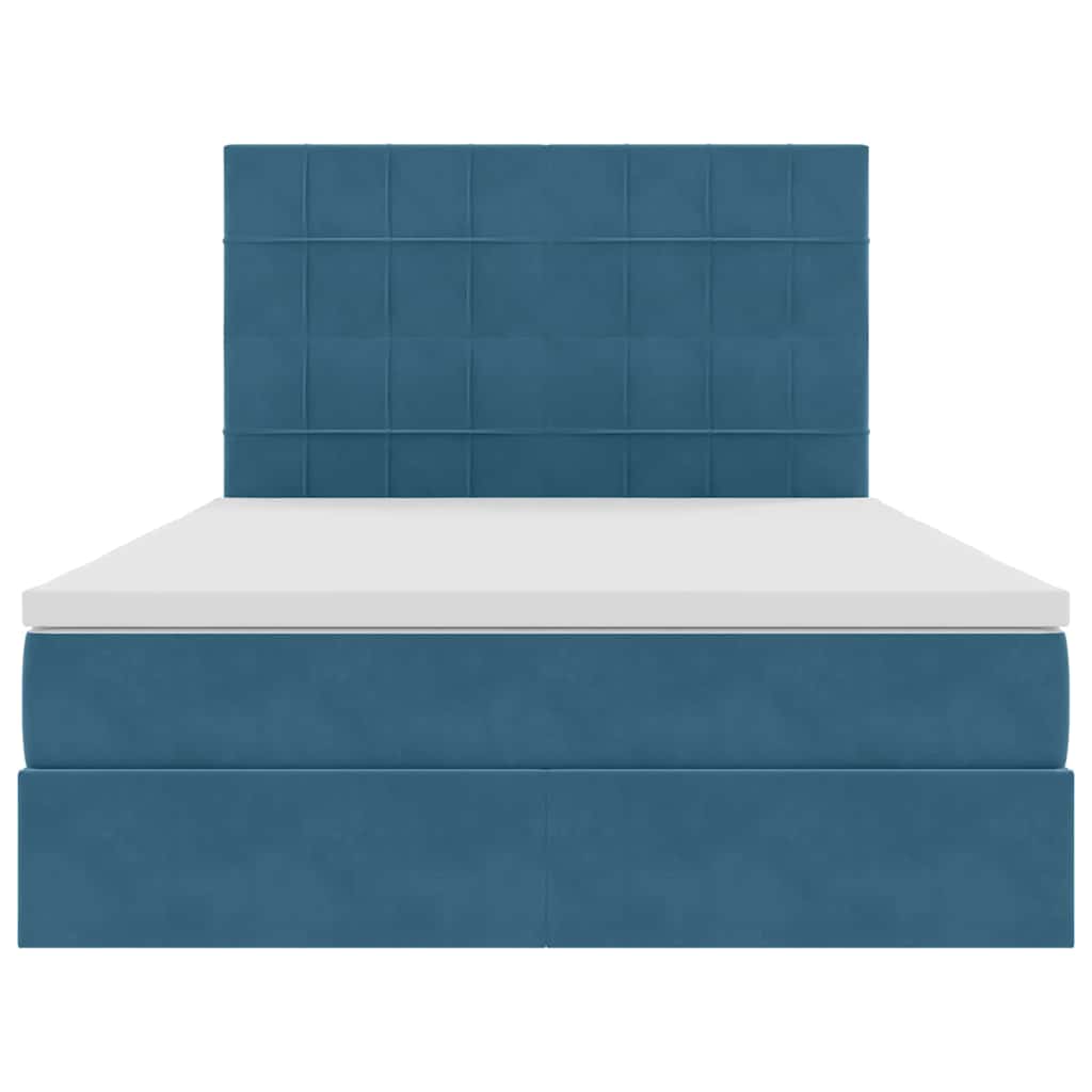 vidaXL Κρεβάτι με αποθηκευτικό χώρο και LED Σκούρο Μπλε 140 x 200 cm