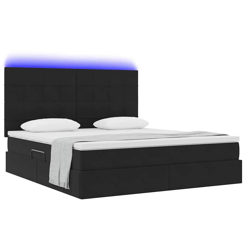 vidaXL Κρεβάτι με αποθηκευτικό χώρο και LED Μαύρο 160 x 200 cm Βελούδο