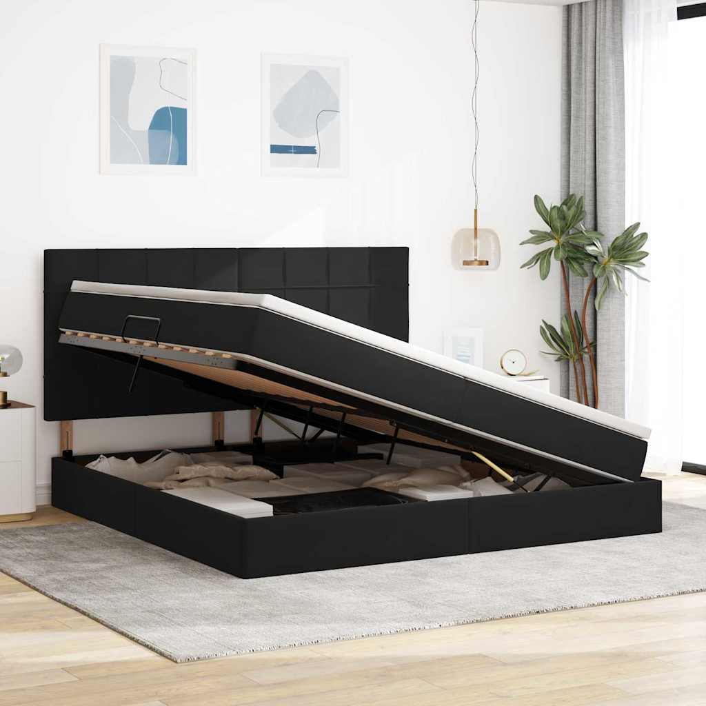 vidaXL Κρεβάτι με αποθηκευτικό χώρο και LED Μαύρο 200 x 200 cm Βελούδο