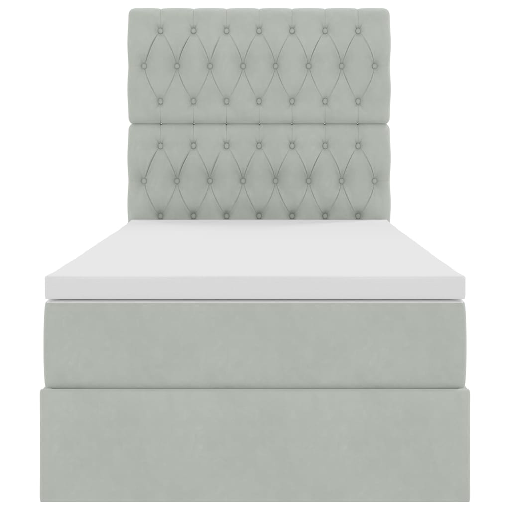 vidaXL Κρεβάτι με αποθηκευτικό χώρο και LED Ανοιχτό γκρι 90 x 190 cm