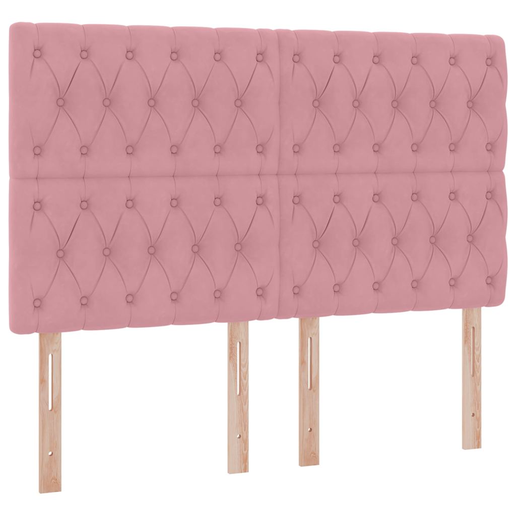 vidaXL Κρεβάτι με αποθηκευτικό χώρο και LED Ροζ 140 x 200 cm Βελούδο