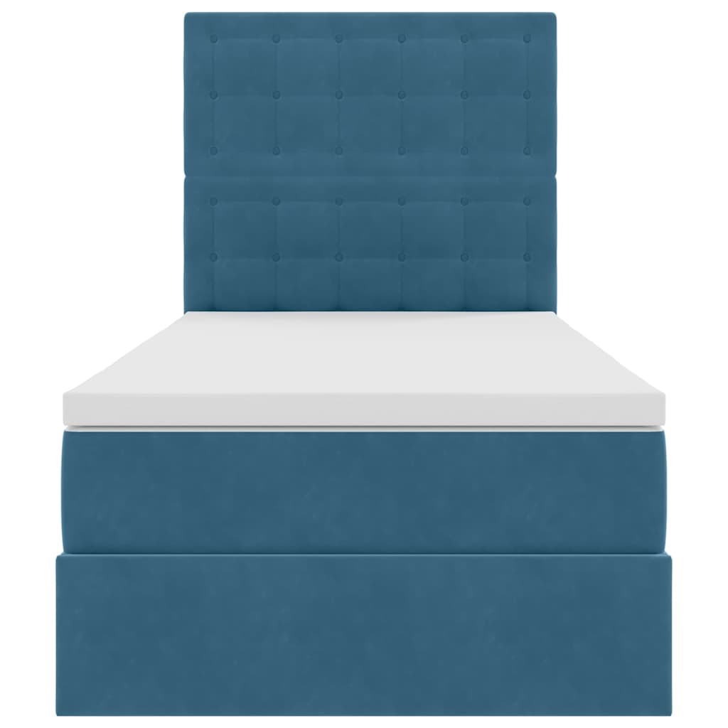 vidaXL Κρεβάτι με αποθηκευτικό χώρο και LED Σκούρο Μπλε 90 x 190 cm