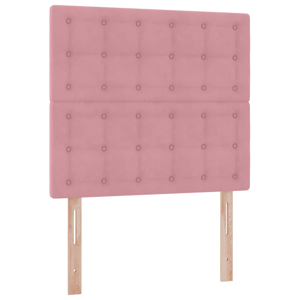 vidaXL Κρεβάτι με αποθηκευτικό χώρο και LED Ροζ 90 x 200 cm Βελούδο