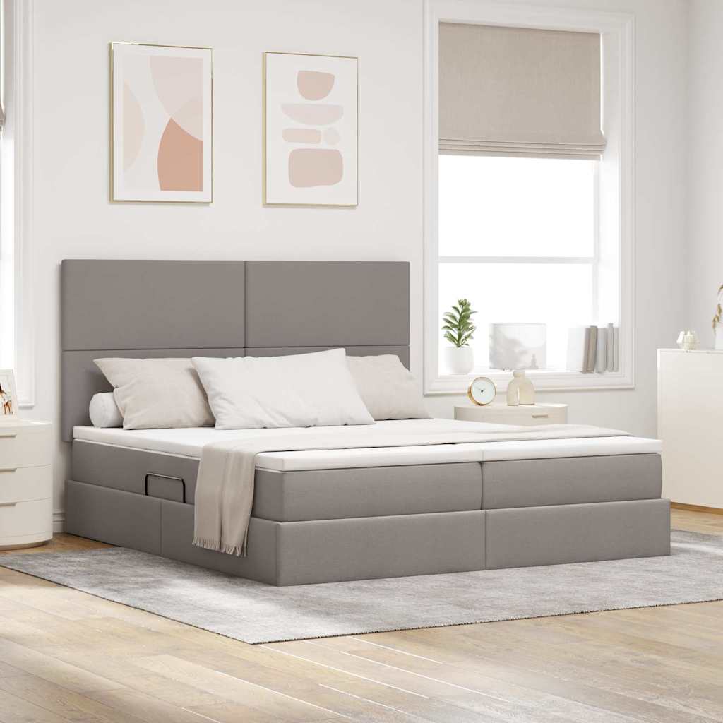vidaXL LED Κρεβάτι αποθήκευσης με στρώμα Taupe 180 x 200 cm Ύφασμα