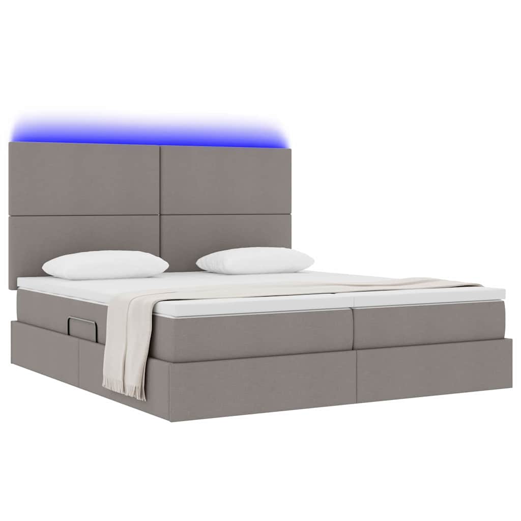 vidaXL LED Κρεβάτι αποθήκευσης με στρώμα Taupe 200 x 200 cm Ύφασμα