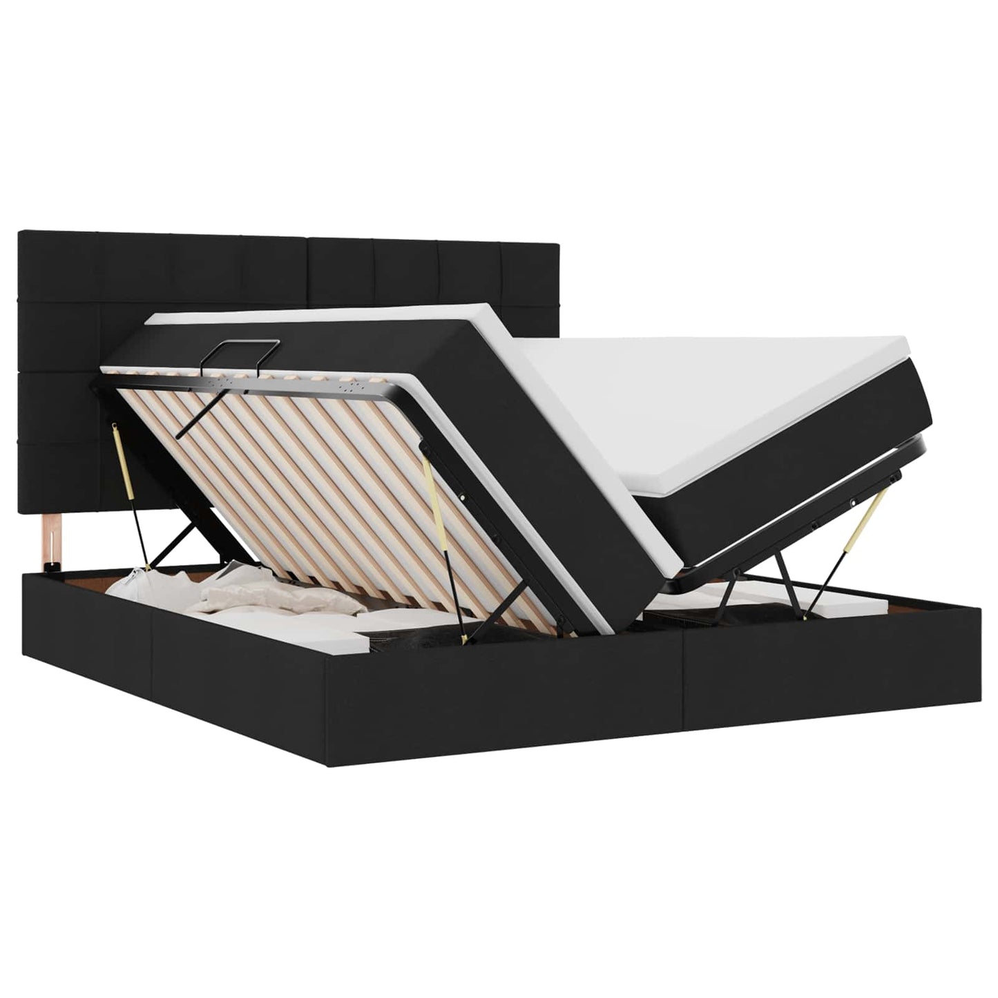 vidaXL Κρεβάτι με LED ταινίες φωτός Μαύρο 200 x 200 cm ύφασμα