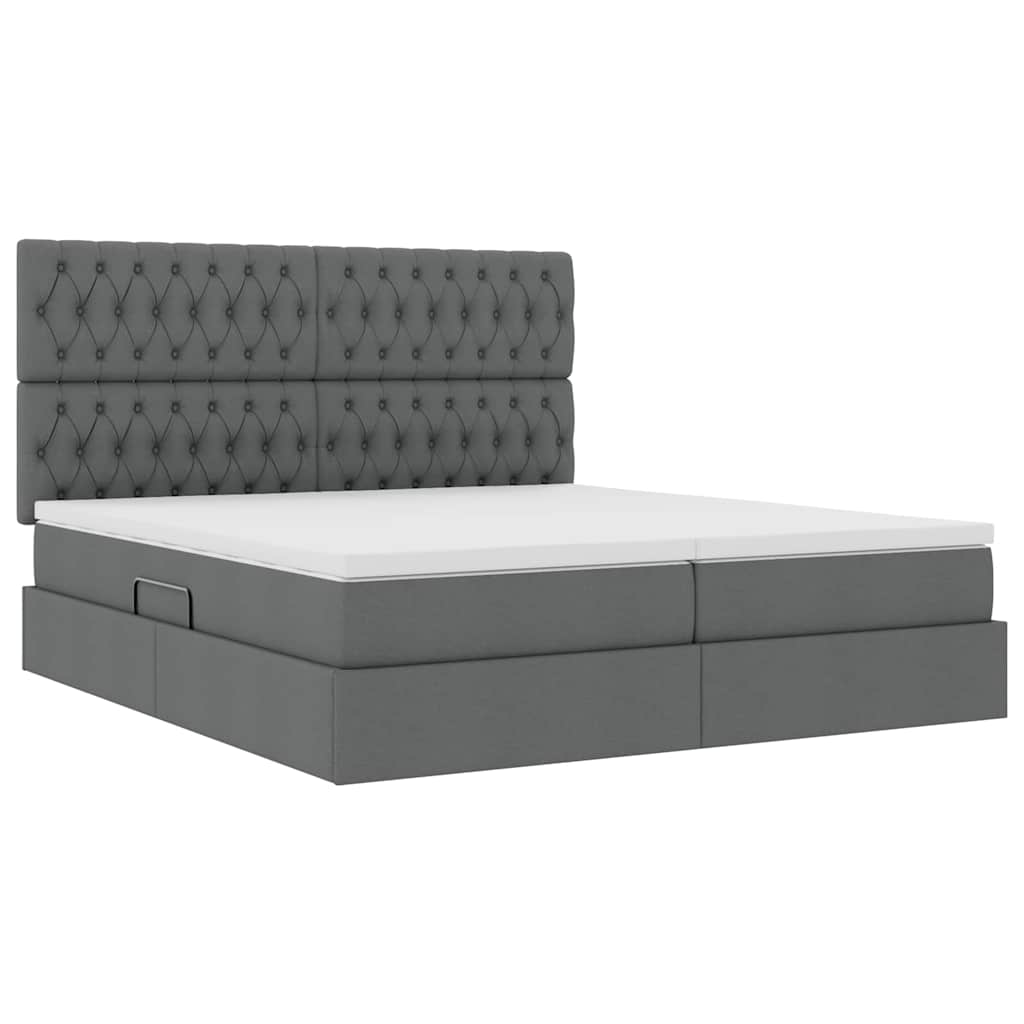 vidaXL Κρεβάτι με φώτα λωρίδας LED Σκούρο Γκρι 180 x 200 cm ύφασμα