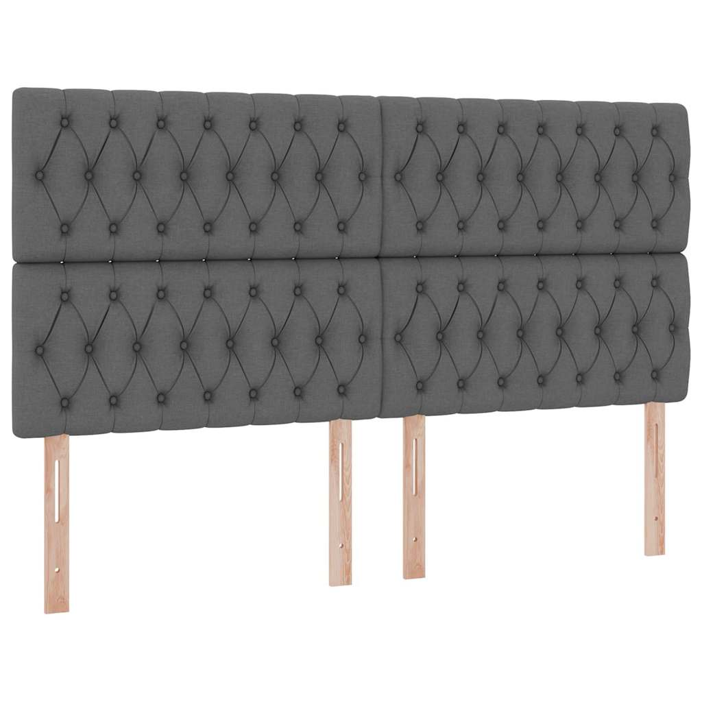 vidaXL Κρεβάτι με φώτα λωρίδας LED Σκούρο Γκρι 180 x 200 cm ύφασμα