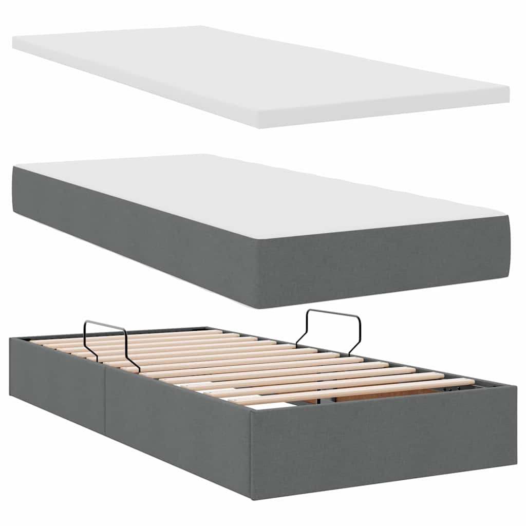 vidaXL Κρεβάτι με φώτα λωρίδας LED Σκούρο Γκρι 180 x 200 cm ύφασμα