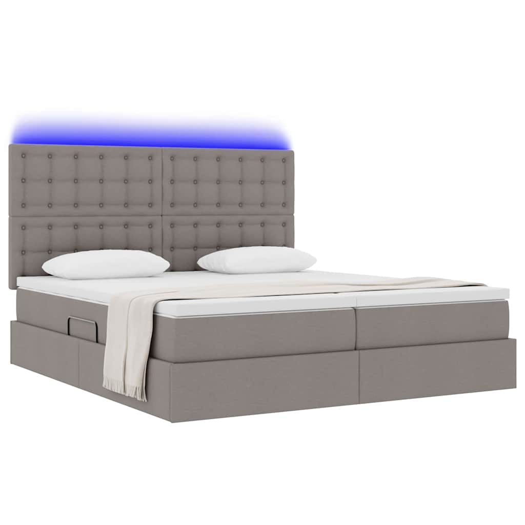 vidaXL LED Κρεβάτι αποθήκευσης με στρώμα Taupe 180 x 200 cm Ύφασμα