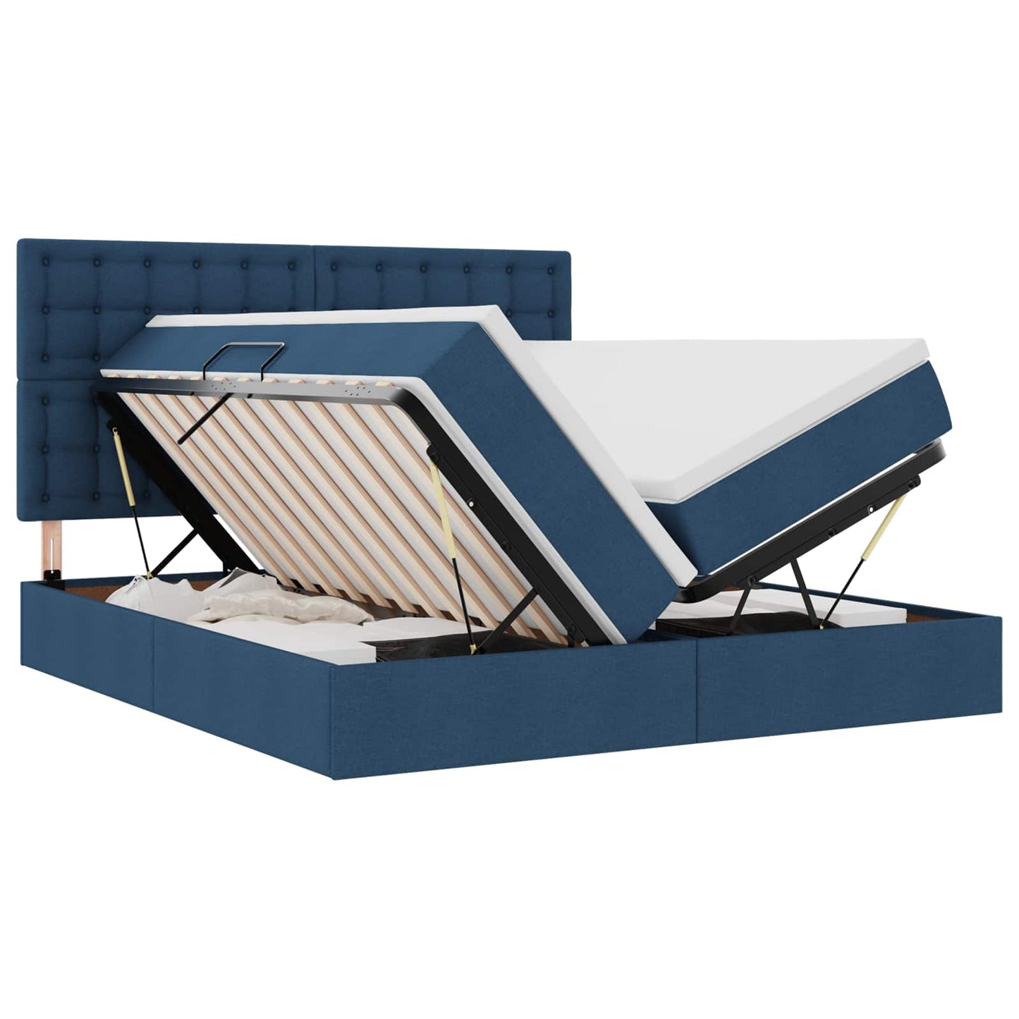 vidaXL LED Κρεβάτι αποθήκευσης με στρώμα Μπλε 180 x 200 cm Ύφασμα