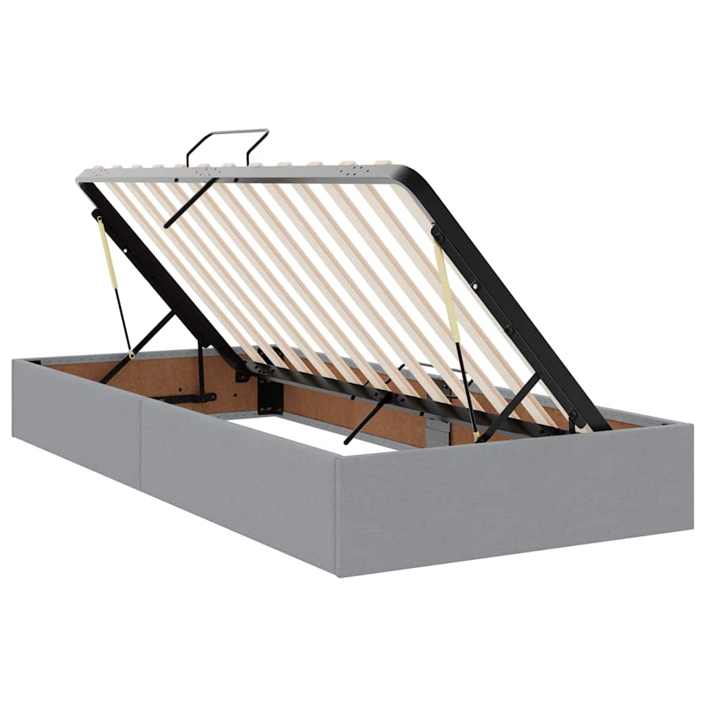 vidaXL Κρεβάτι με φώτα λωρίδας LED Ανοιχτό γκρι 200 x 200 cm ύφασμα