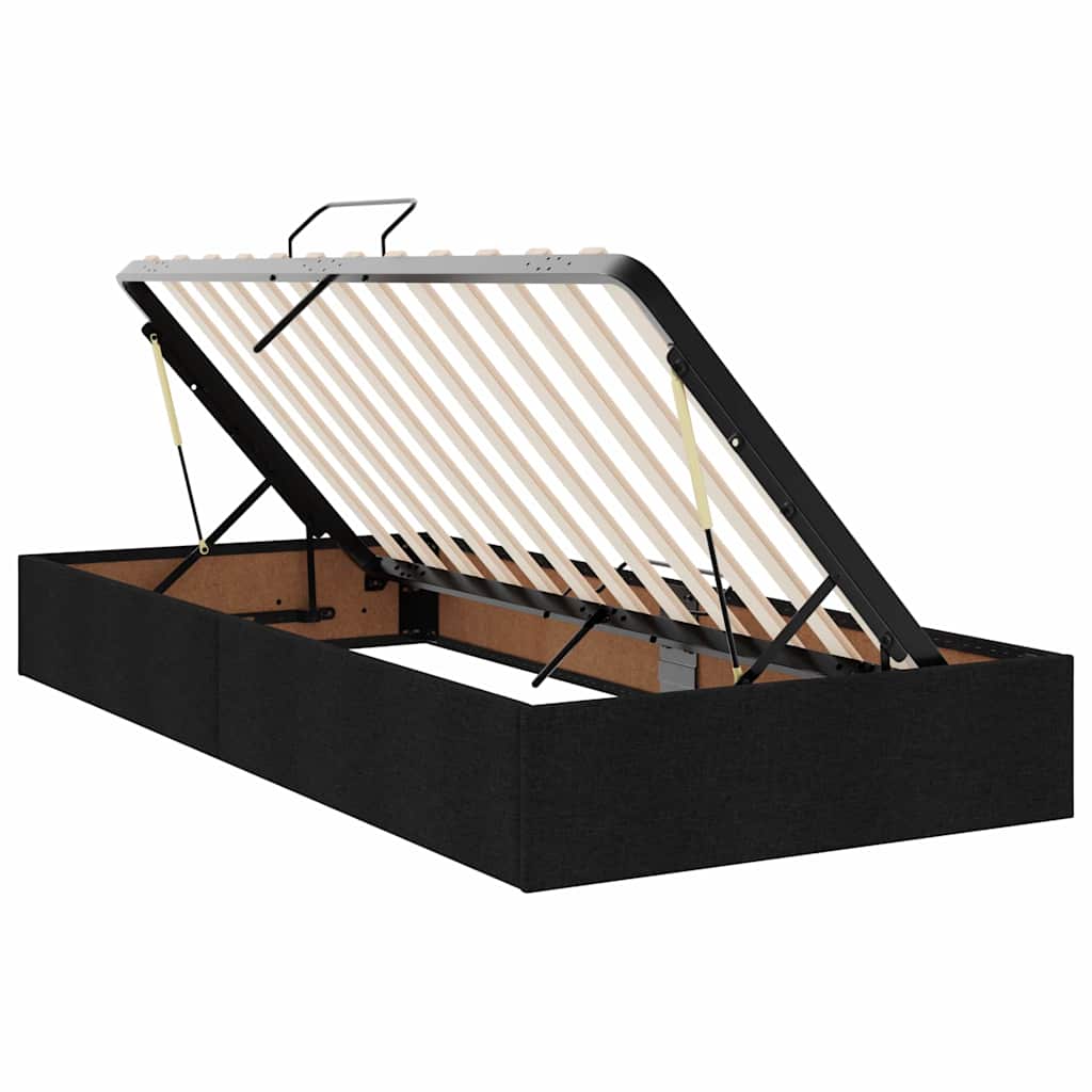 vidaXL Κρεβάτι με φώτα λωρίδας LED Μαύρο 200 x 200 cm ύφασμα