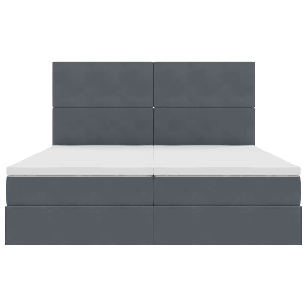 vidaXL Κρεβάτι με LED ταινίες φωτός Σκούρο Γκρι 180 x 200 cm Βελούδο
