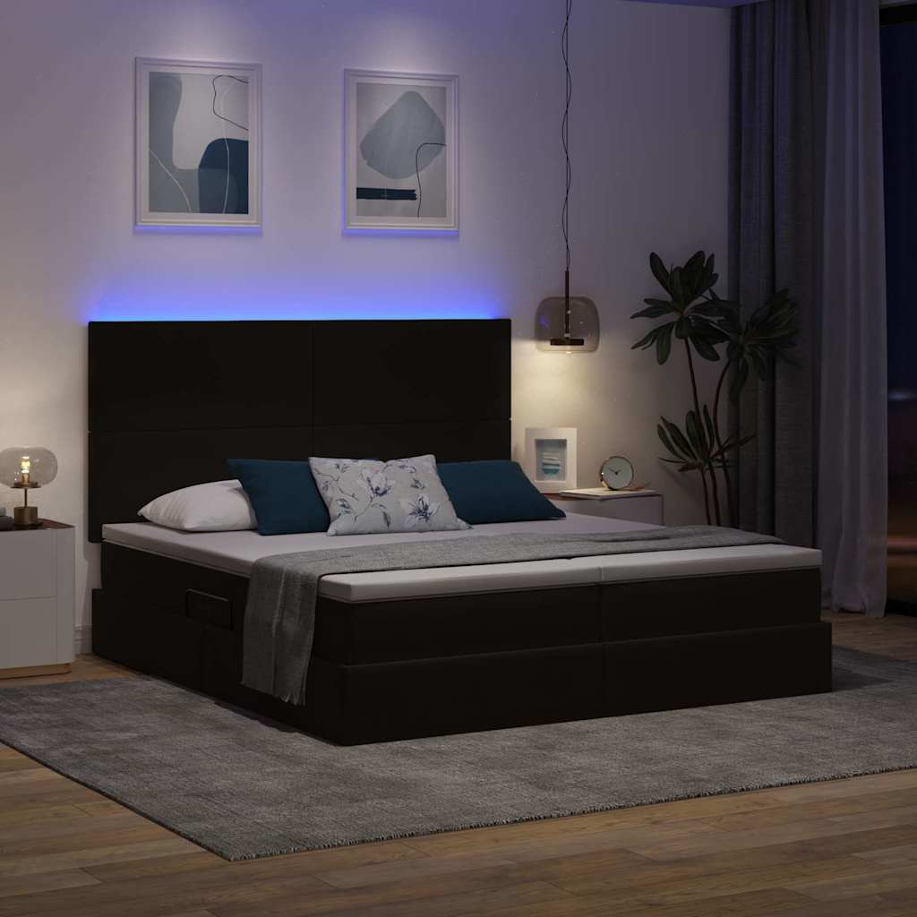 vidaXL Κρεβάτι με LED ταινίες φωτός Μαύρο 180 x 200 cm Βελούδο