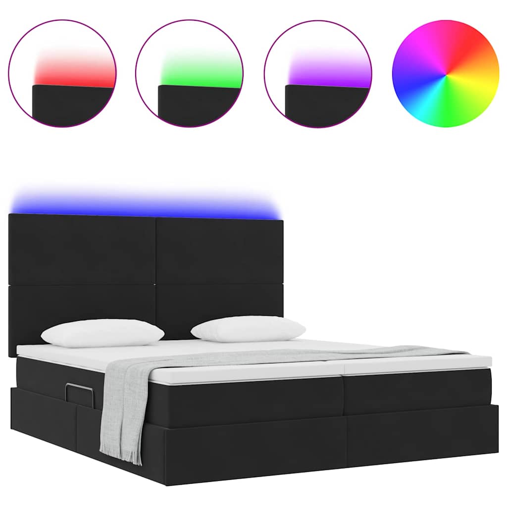vidaXL Κρεβάτι με LED ταινίες φωτός Μαύρο 180 x 200 cm Βελούδο