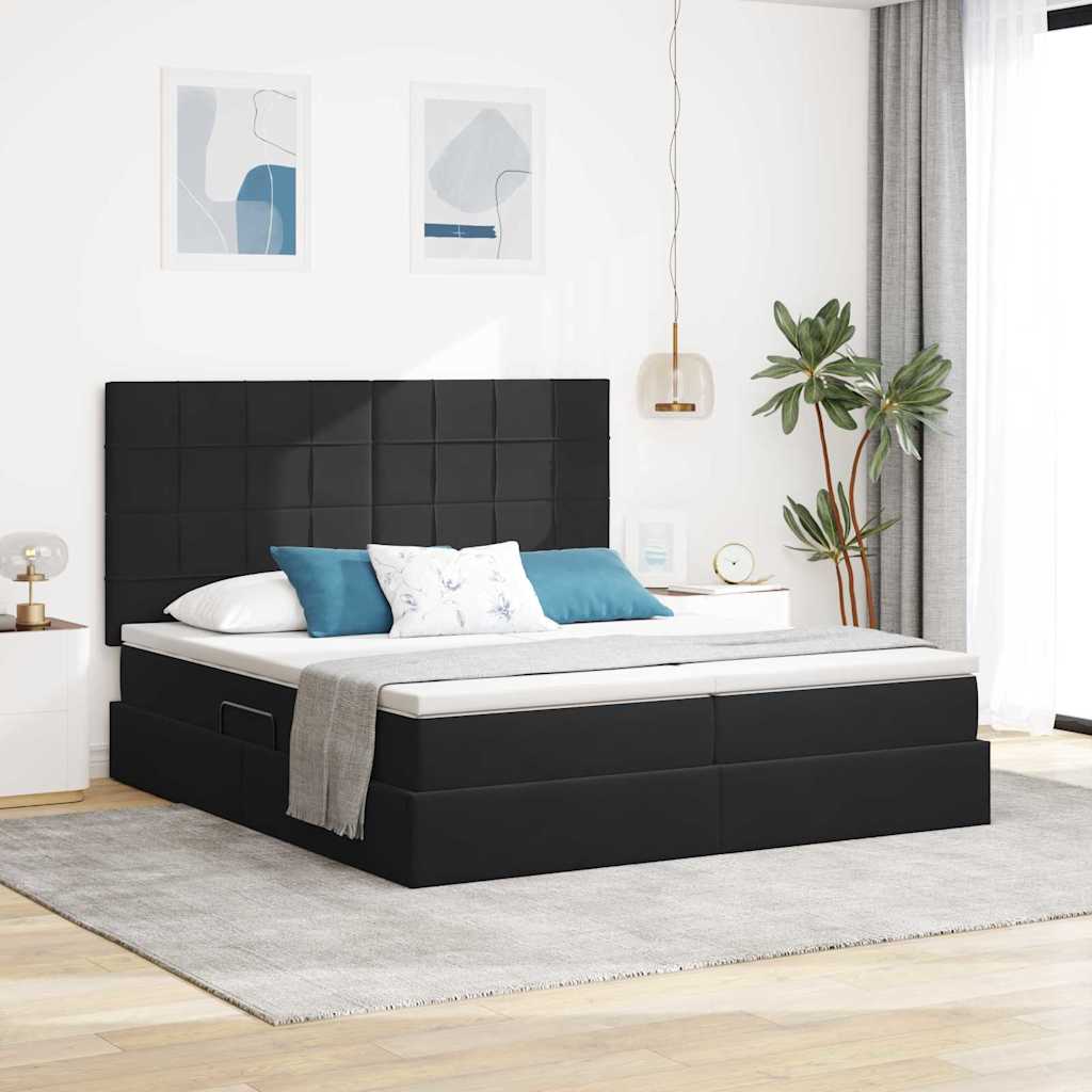vidaXL Κρεβάτι με φώτα λωρίδας LED Μαύρο 180 x 200 cm Βελούδο