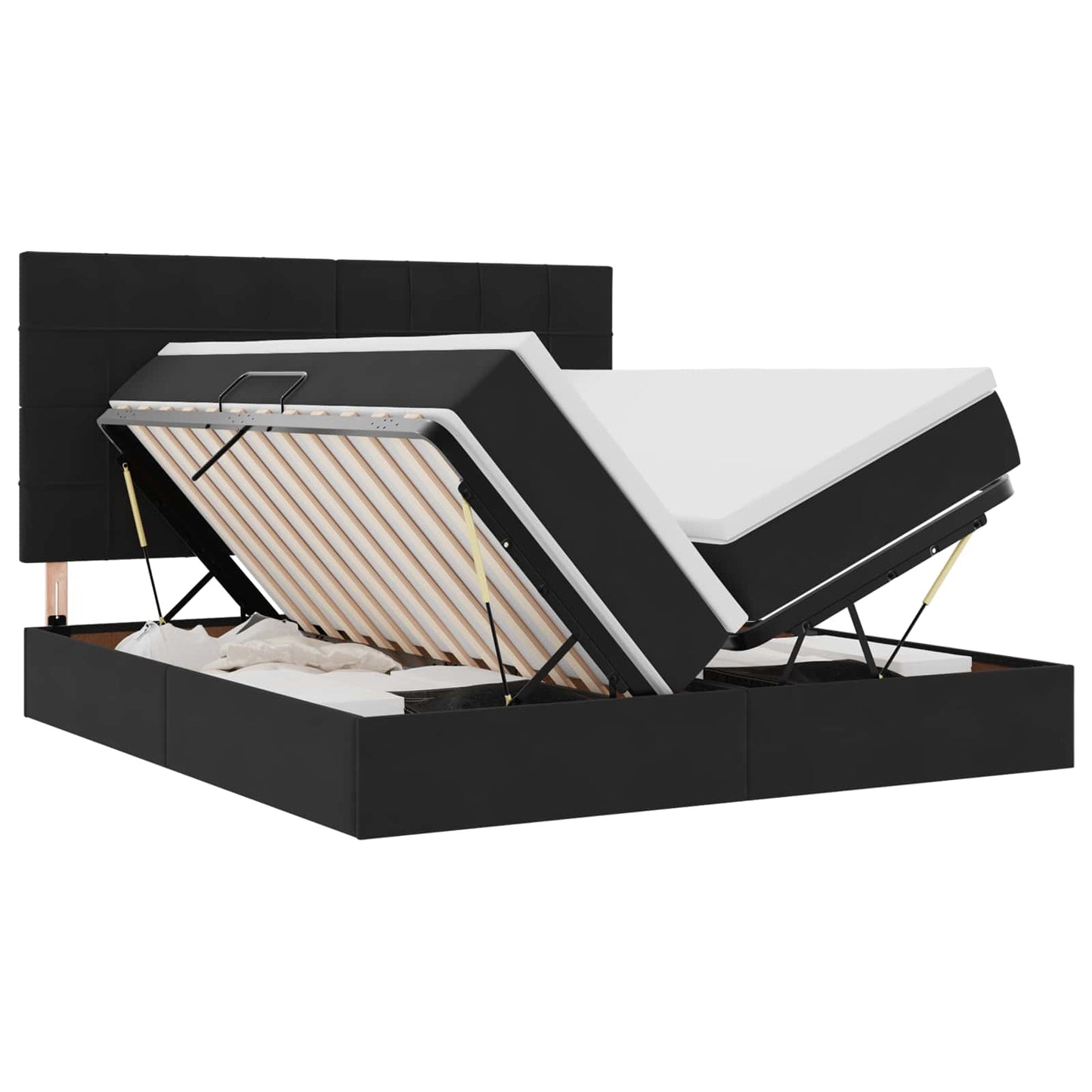 vidaXL Κρεβάτι με φώτα λωρίδας LED Μαύρο 180 x 200 cm Βελούδο
