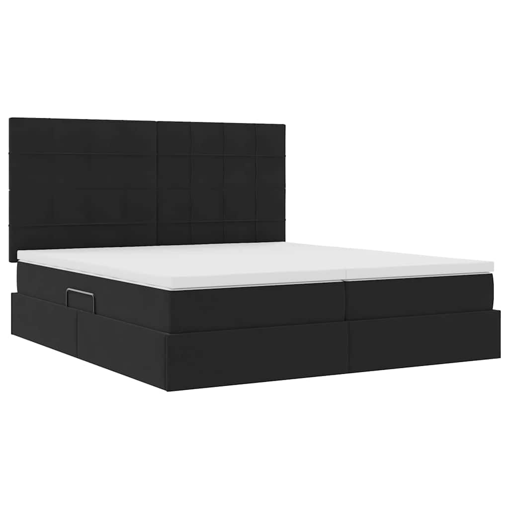 vidaXL Κρεβάτι με φώτα λωρίδας LED Μαύρο 180 x 200 cm Βελούδο