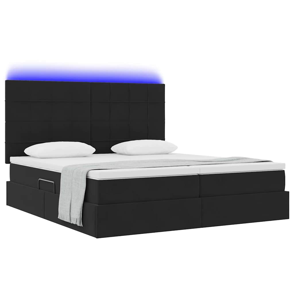 vidaXL Κρεβάτι με φώτα λωρίδας LED Μαύρο 180 x 200 cm Βελούδο