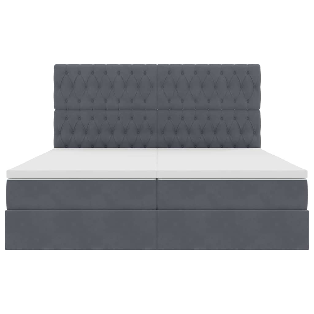vidaXL Κρεβάτι με LED ταινίες φωτός Σκούρο Γκρι 180 x 200 cm Βελούδο