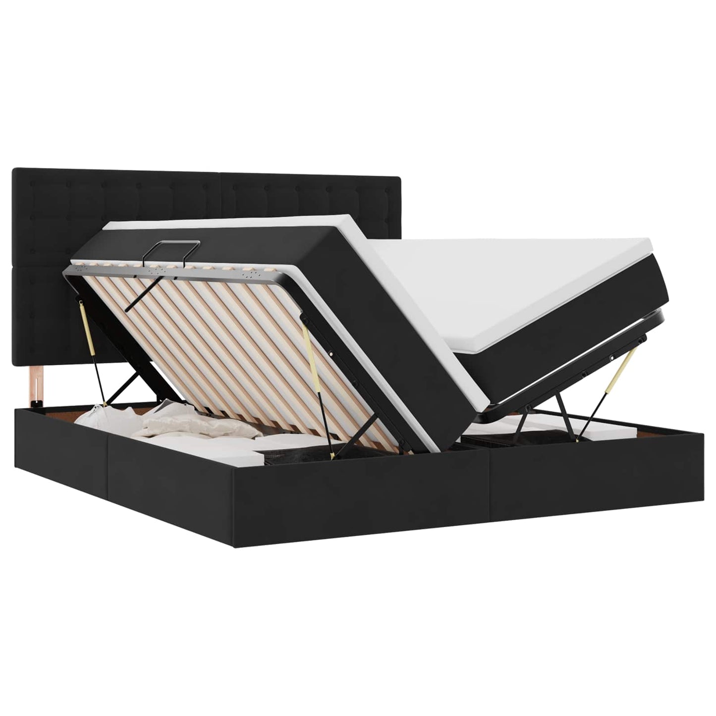 vidaXL Κρεβάτι με φώτα λωρίδας LED Μαύρο 180 x 200 cm Βελούδο