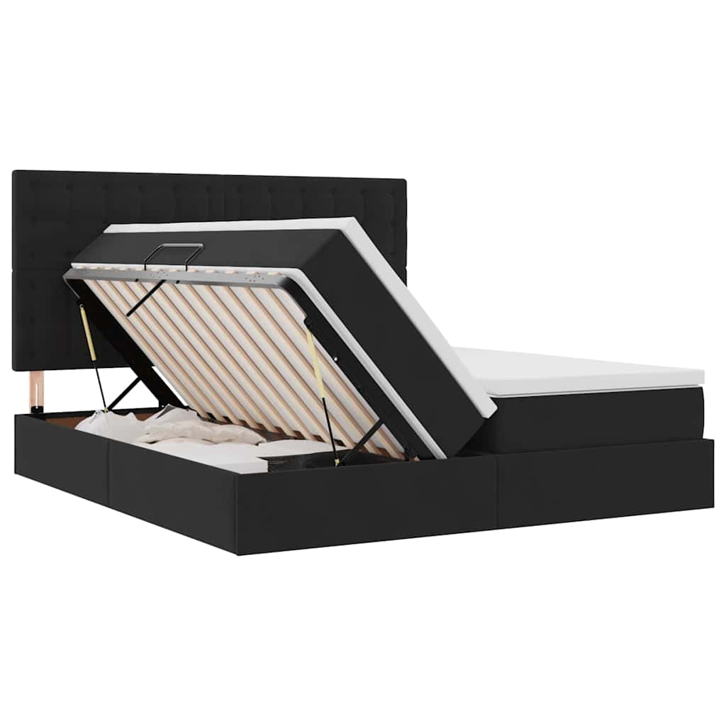 vidaXL Κρεβάτι με φώτα λωρίδας LED Μαύρο 200 x 200 cm Βελούδο