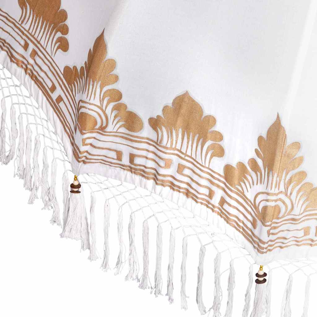 vidaXL Μπαλινέζικη Ομπρέλα Κρεμ 180-190 εκ Βαμβάκι και συμπαγές ξύλο