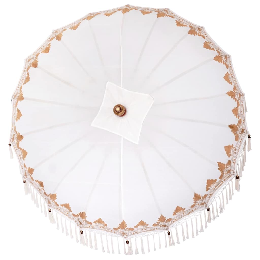 vidaXL Μπαλινέζικη ομπρέλα με βάση Κρεμ Ø 210-220 cm