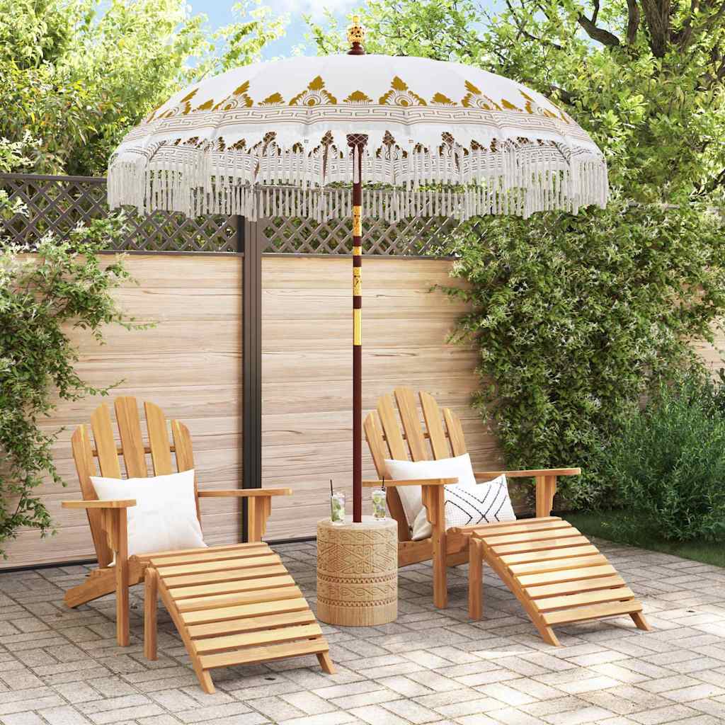 vidaXL Μπαλινέζικη ομπρέλα με βάση Κρεμ Ø 210-220 cm
