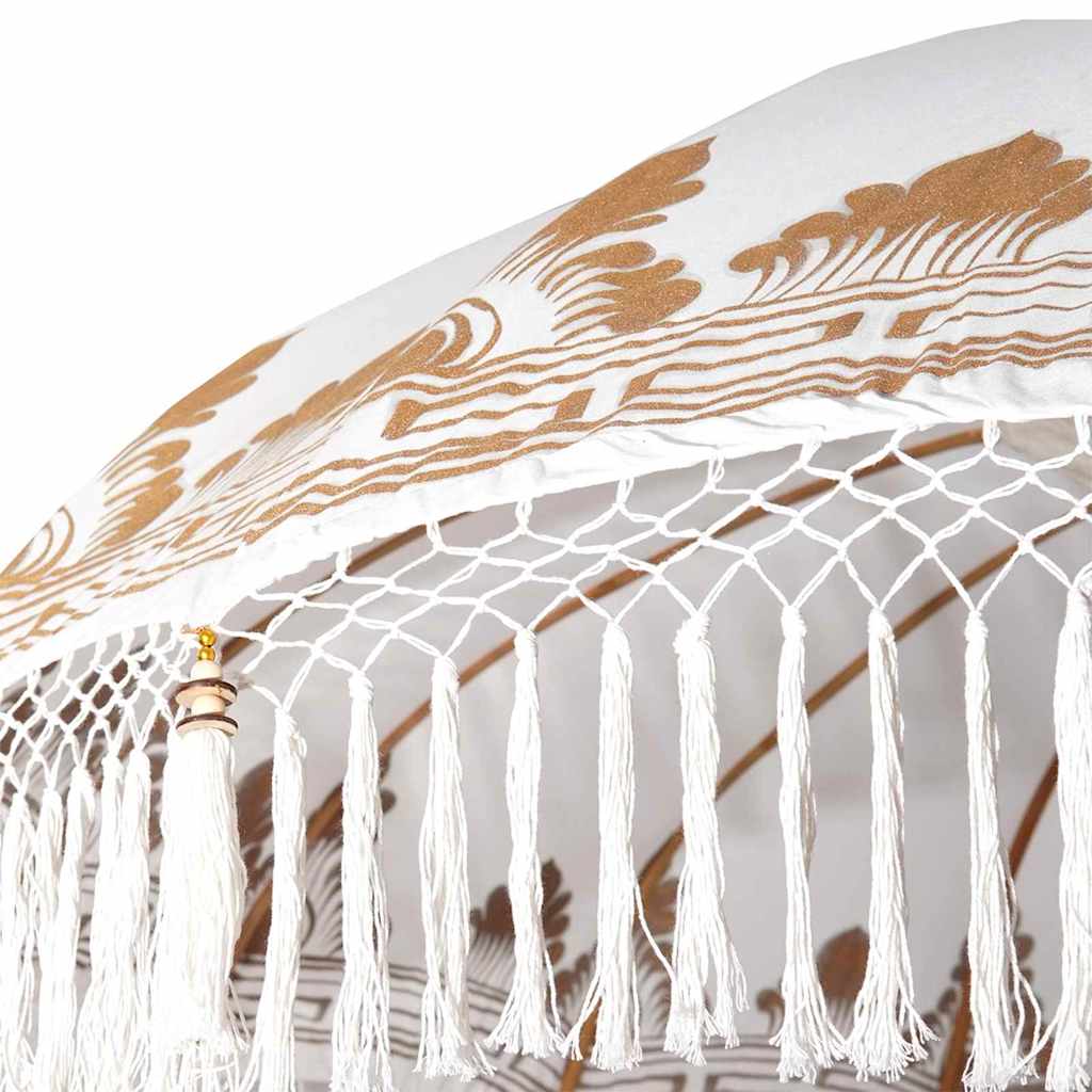 vidaXL Μπαλινέζικη Ομπρέλα Κρεμ 210-220 εκ Βαμβάκι και συμπαγές ξύλο