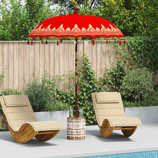 vidaXL Μπαλινέζικη ομπρέλα με βάση Κόκκινο 185 x 185 x 260 εκ Βαμβάκι