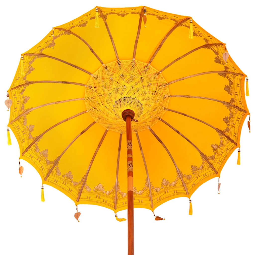 vidaXL Μπαλινέζικη ομπρέλα με βάση Κίτρινο 185 x 185 x 260 εκ Βαμβάκι