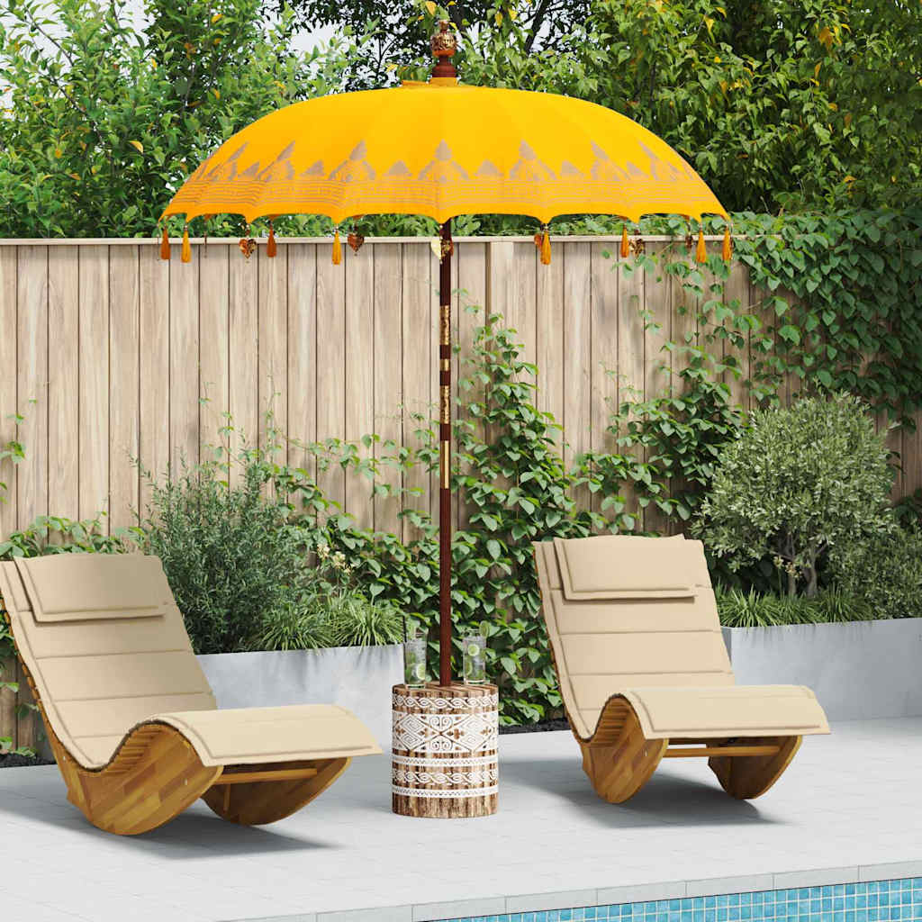 vidaXL Μπαλινέζικη ομπρέλα με βάση Κίτρινο 185 x 185 x 260 εκ Βαμβάκι