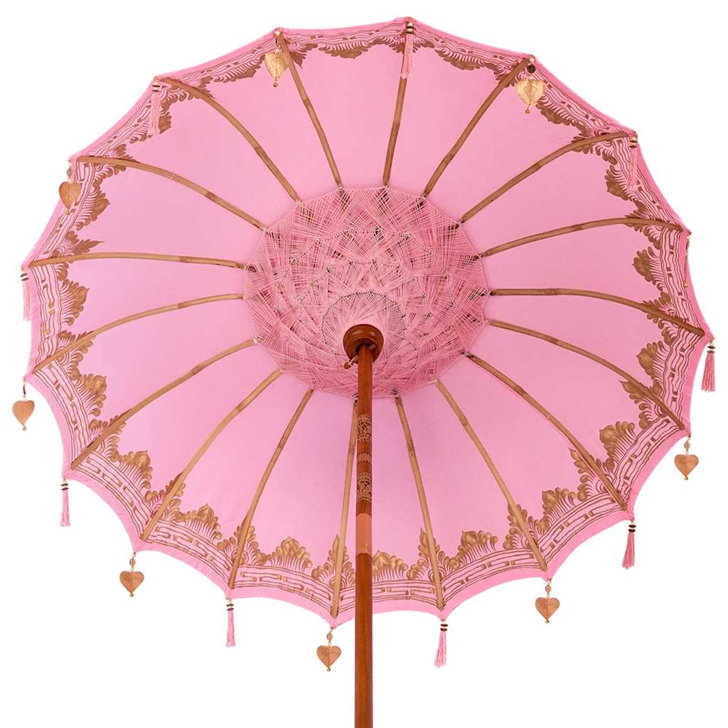vidaXL Μπαλινέζικη ομπρέλα με βάση Ροζ Ø 180-190 cm