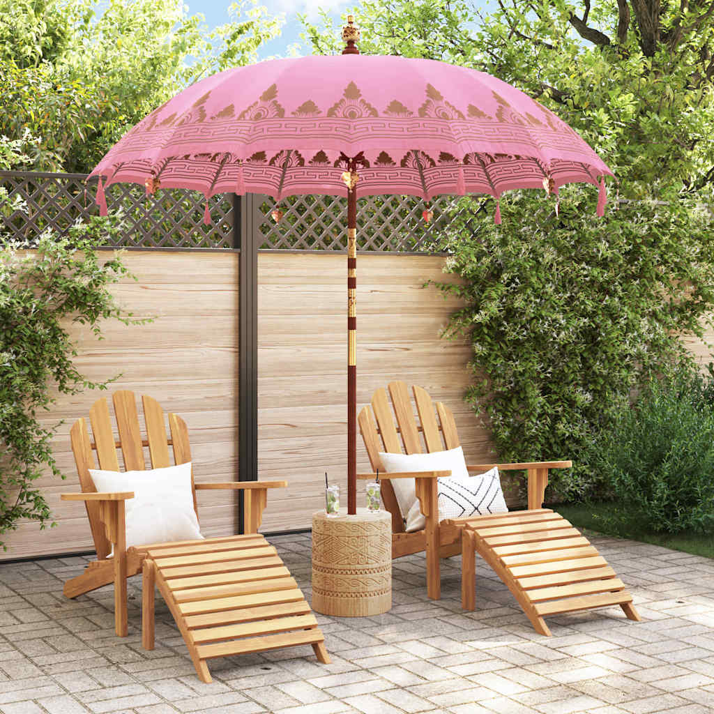 vidaXL Μπαλινέζικη ομπρέλα με βάση Ροζ Ø 210-220 cm