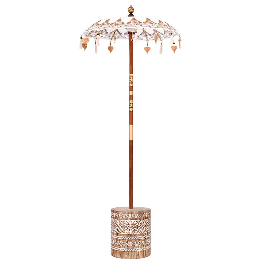 vidaXL Μπαλινέζικη Ομπρέλα Κρεμ 95-100 εκ. Βαμβάκι και συμπαγές ξύλο