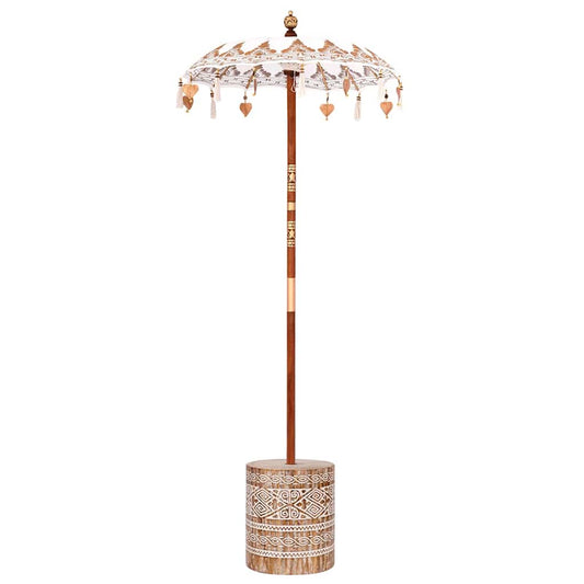 vidaXL Μπαλινέζικη Ομπρέλα Κρεμ 95-100 εκ. Βαμβάκι και συμπαγές ξύλο